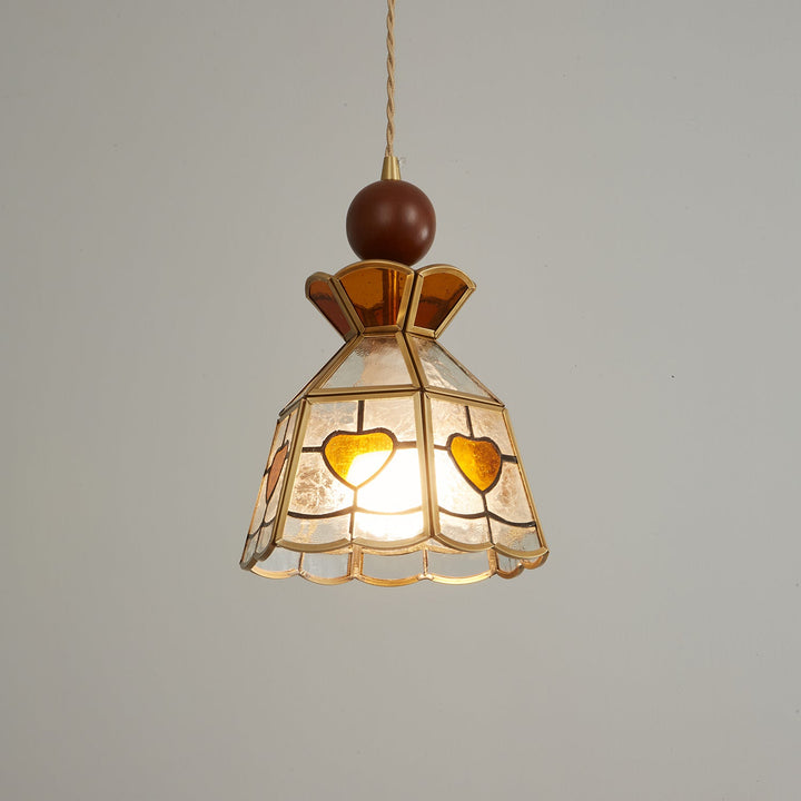 Lampa wisząca Tiffany ze witrażem