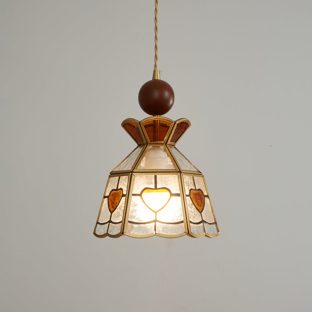 Lampa wisząca Tiffany ze witrażem