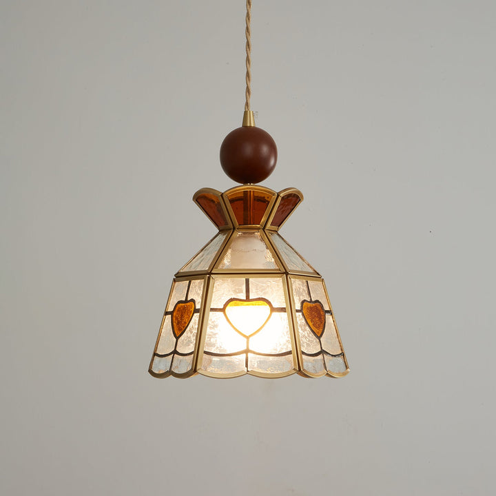 Lampa wisząca Tiffany ze witrażem