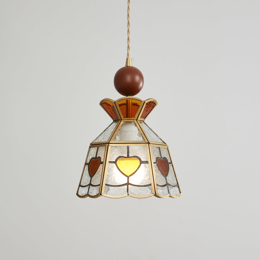 Lampa wisząca Tiffany ze witrażem