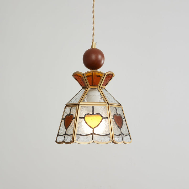 Lampa wisząca Tiffany ze witrażem