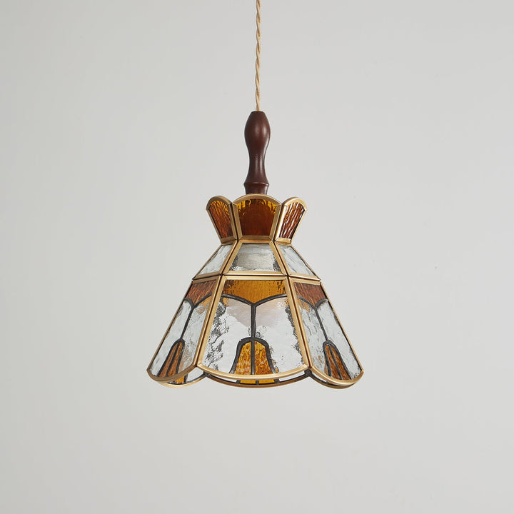Lampa wisząca Tiffany ze witrażem