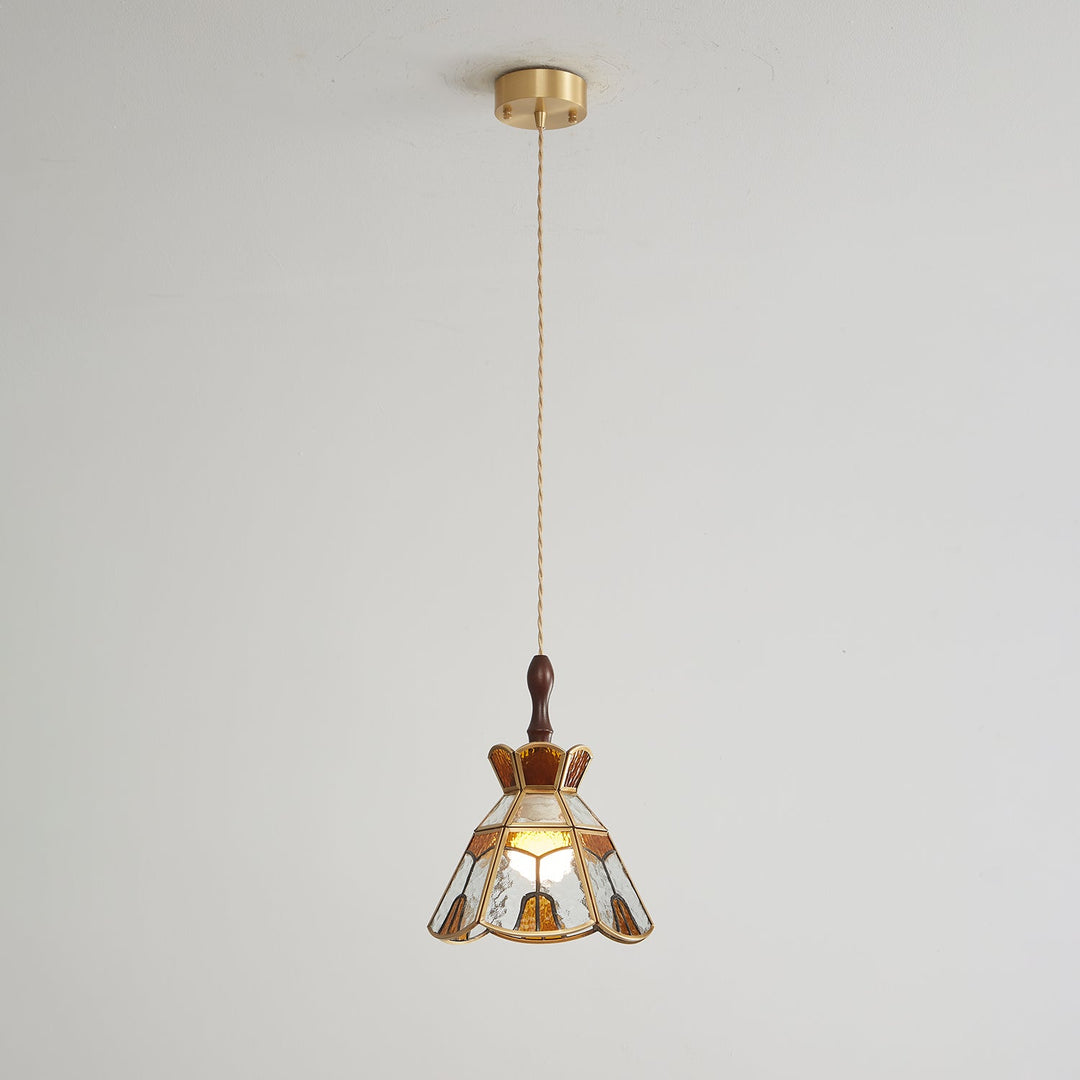 Lampa wisząca Tiffany ze witrażem