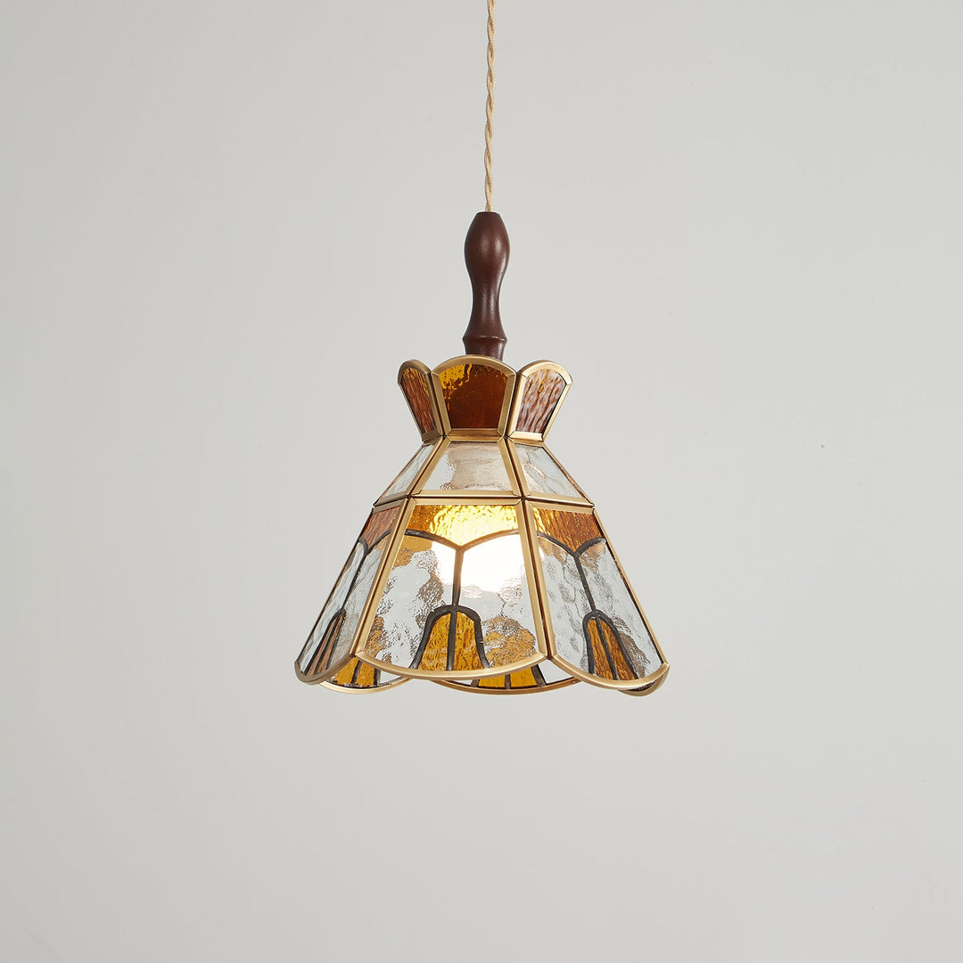 Lampa wisząca Tiffany ze witrażem