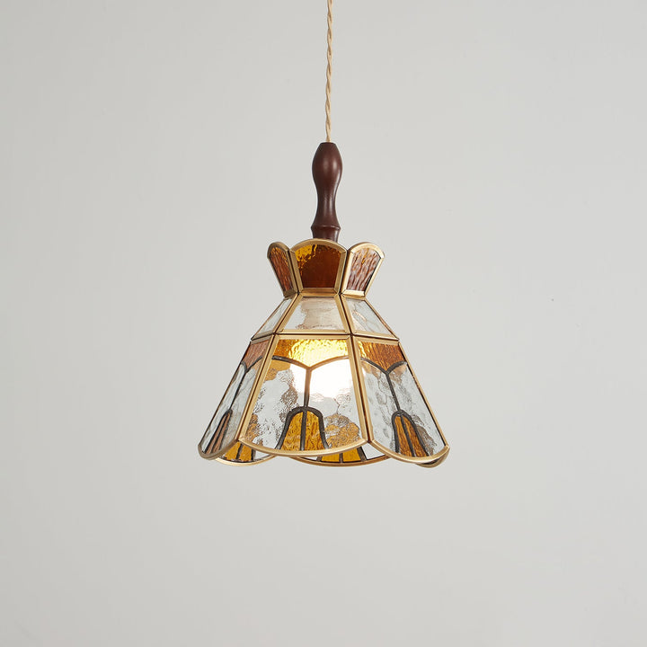 Lampa wisząca Tiffany ze witrażem