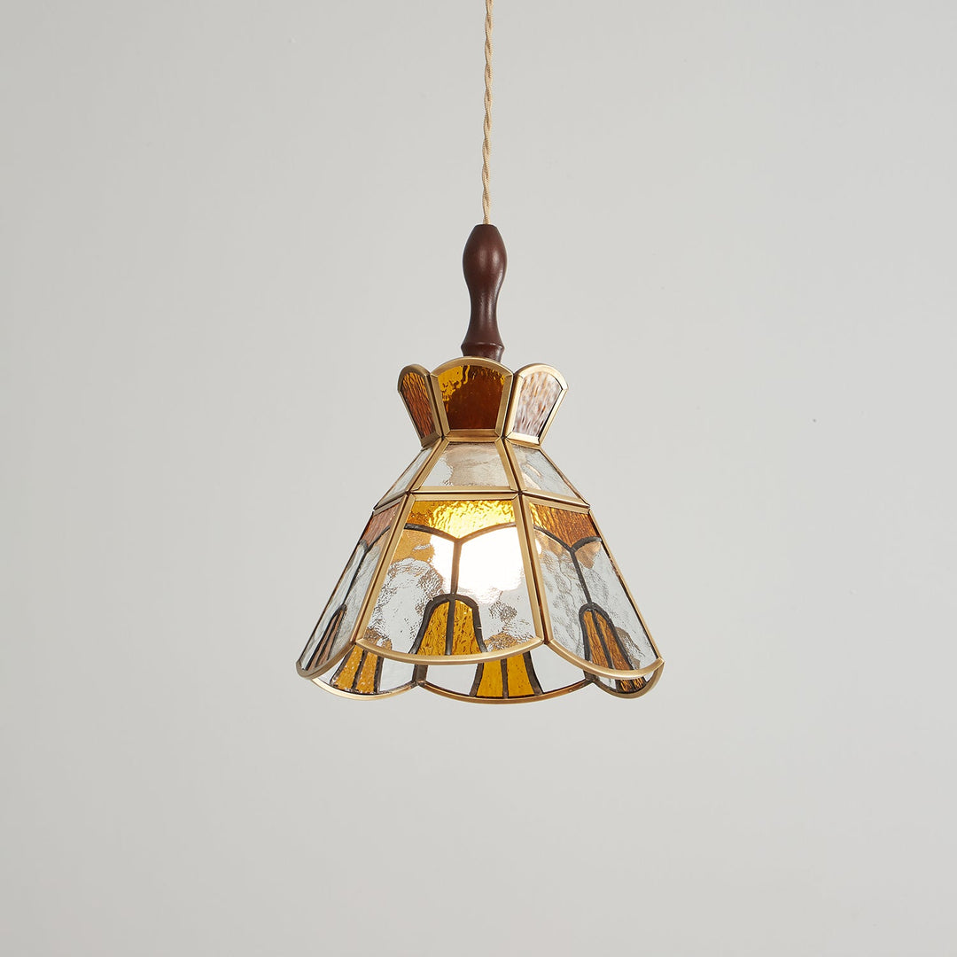 Lampa wisząca Tiffany ze witrażem