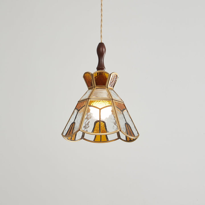 Lampa wisząca Tiffany ze witrażem