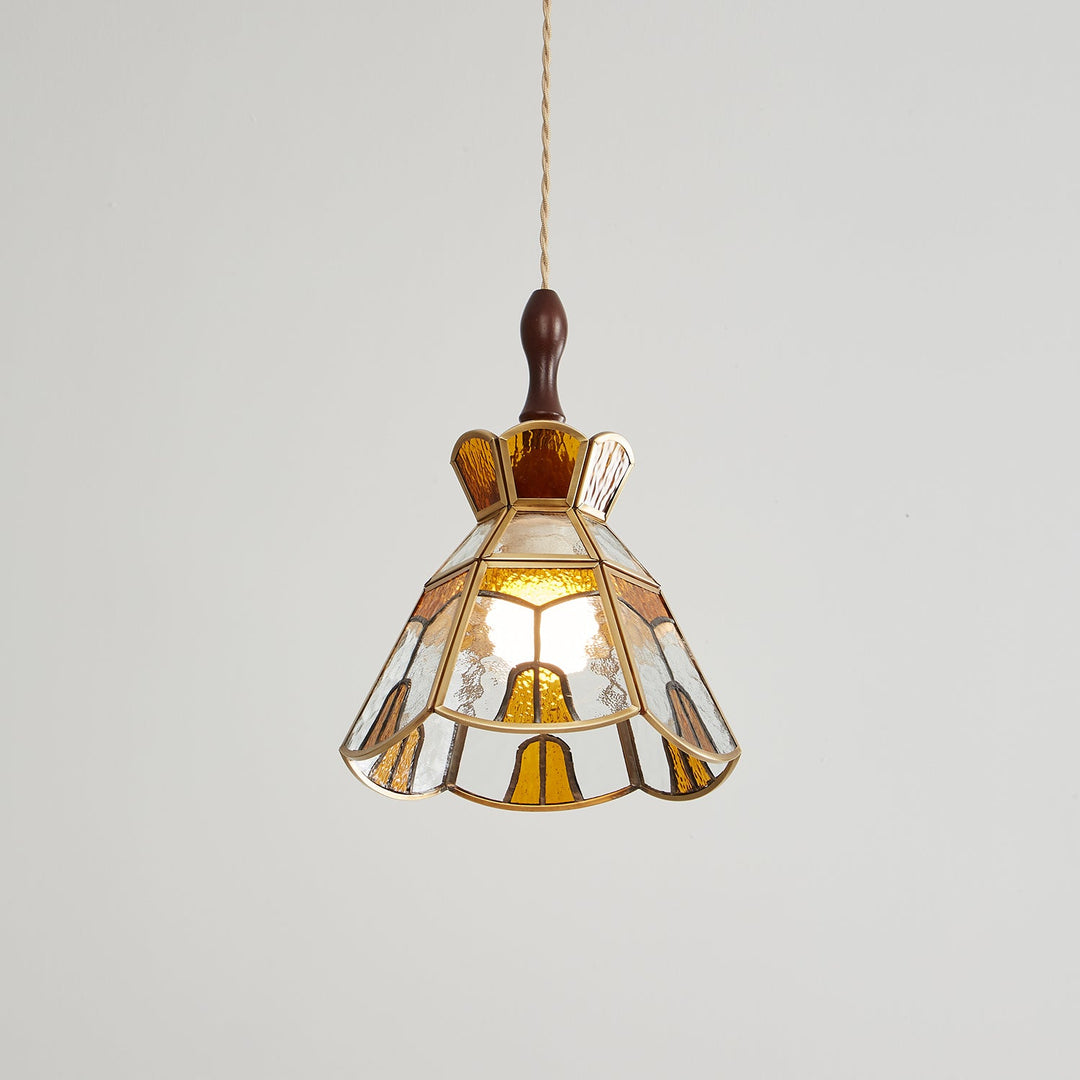 Lampa wisząca Tiffany ze witrażem