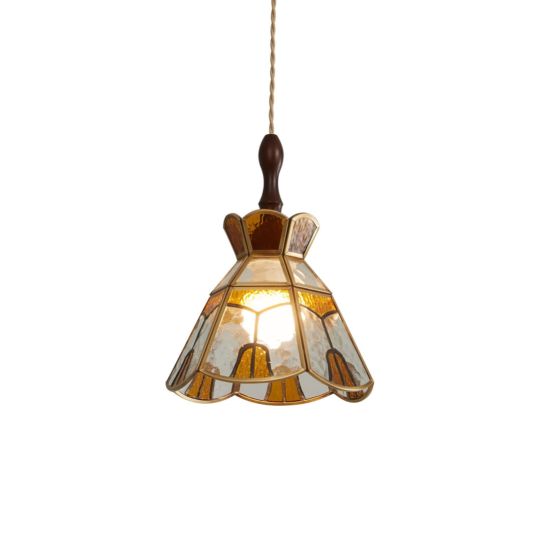 Lampa wisząca Tiffany ze witrażem