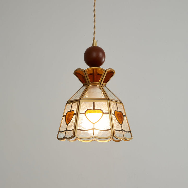 Lampa wisząca Tiffany ze witrażem