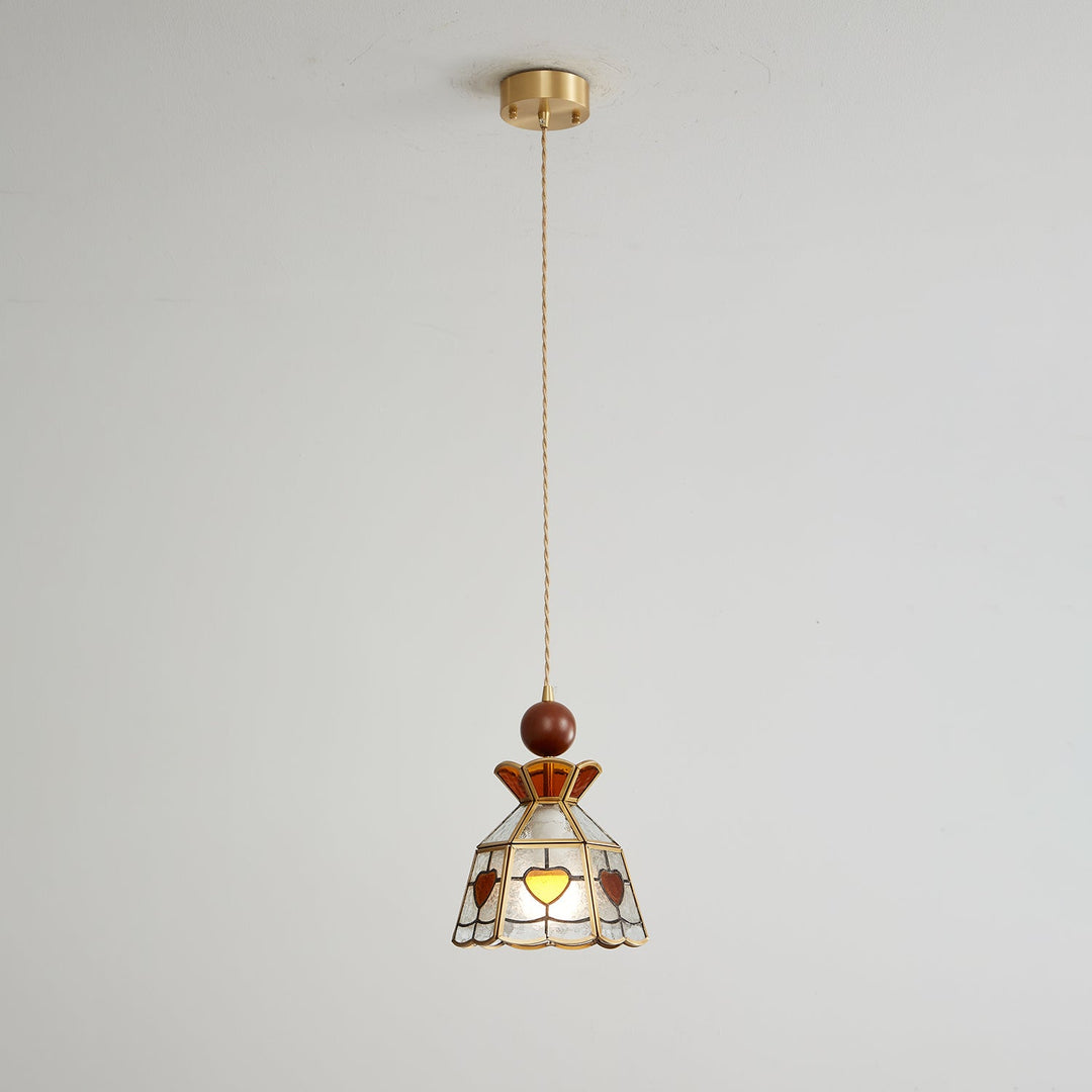 Lampa wisząca Tiffany ze witrażem