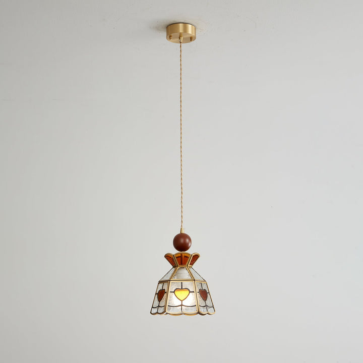 Lampa wisząca Tiffany ze witrażem