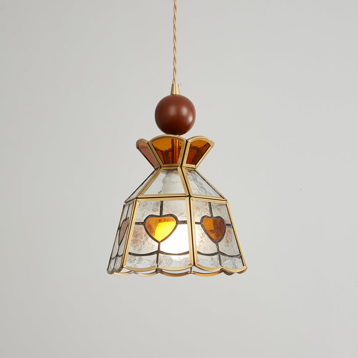 Lampa wisząca Tiffany ze witrażem