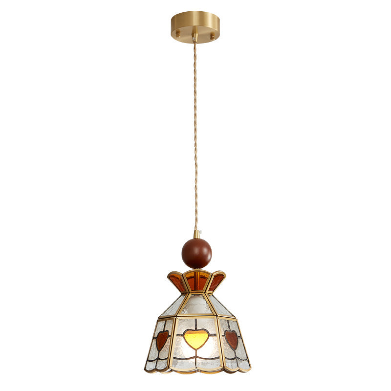Lampa wisząca Tiffany ze witrażem