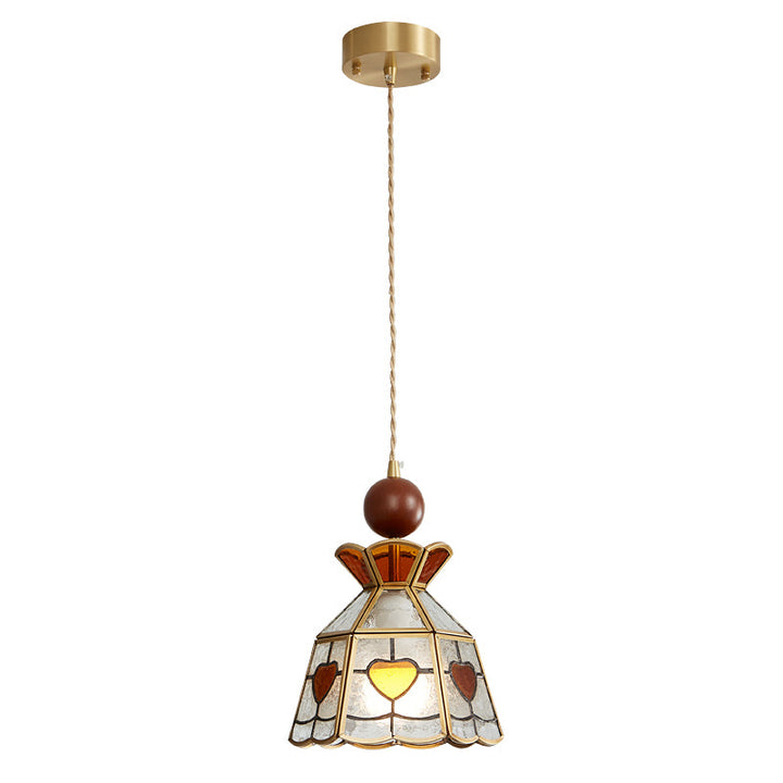 Lampa wisząca Tiffany ze witrażem
