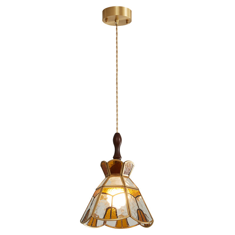 Lampa wisząca Tiffany ze witrażem