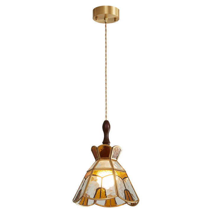 Lampa wisząca Tiffany ze witrażem
