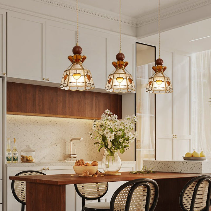 Lampa wisząca Tiffany ze witrażem