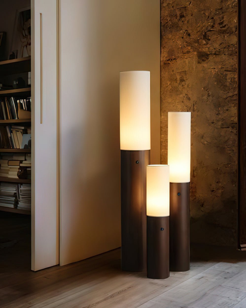 Lampa Podłogowa Kolumnowa z Drewna
