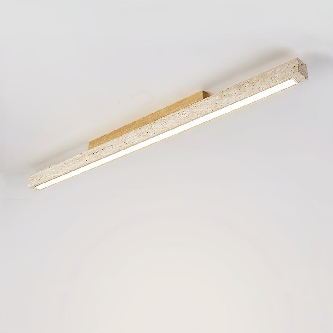 Lampa sufitowa z kolumną z trawertynu