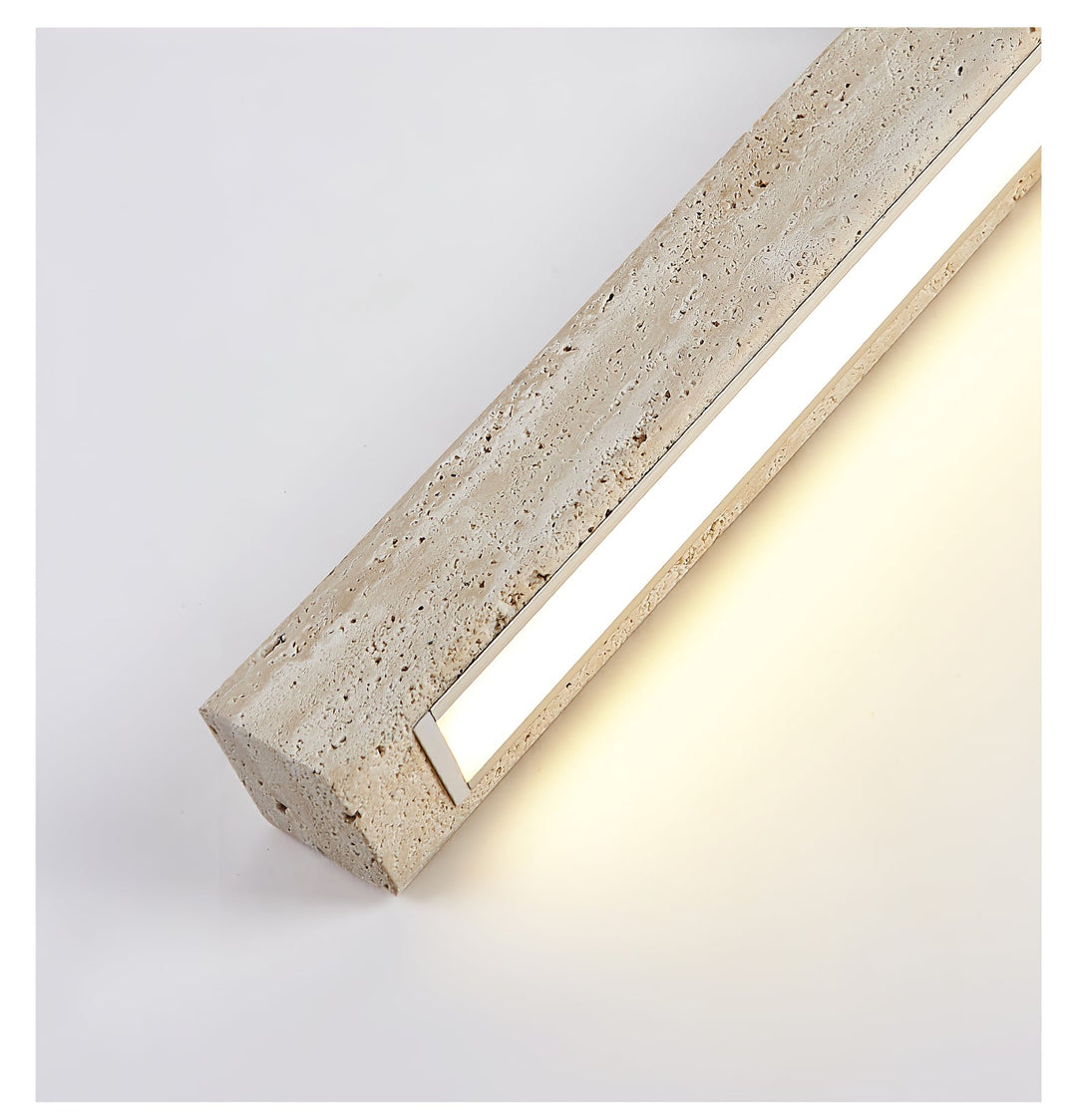 Lampa sufitowa z kolumną z trawertynu