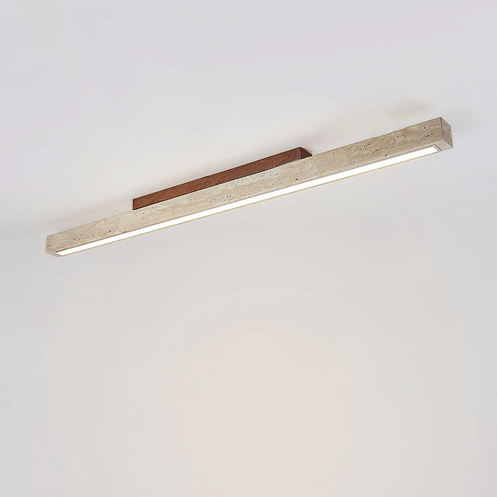 Lampa sufitowa z kolumną z trawertynu