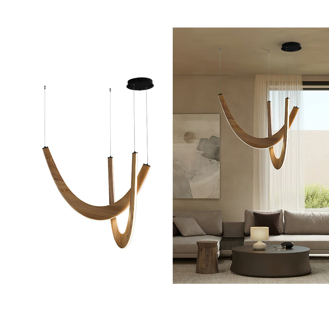 Lampa wisząca U z drewna