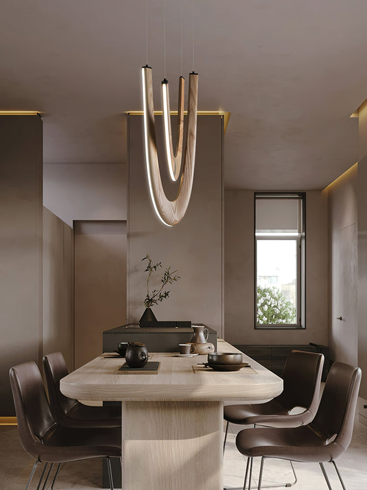 Lampa wisząca U z drewna