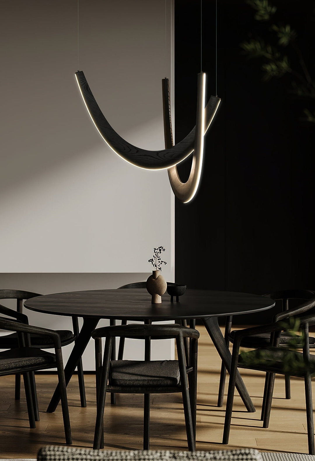 Lampa wisząca U z drewna