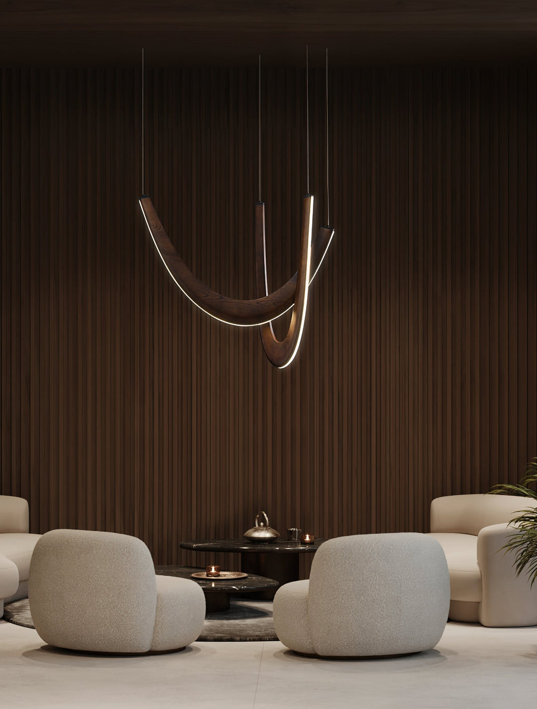 Lampa wisząca U z drewna