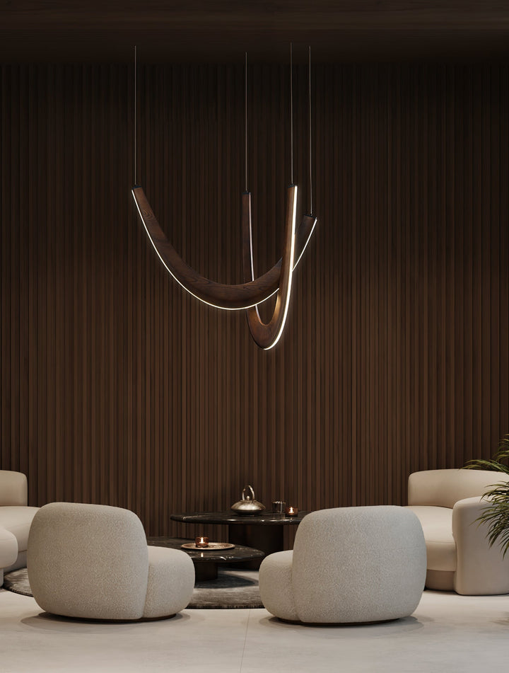 Lampa wisząca U z drewna
