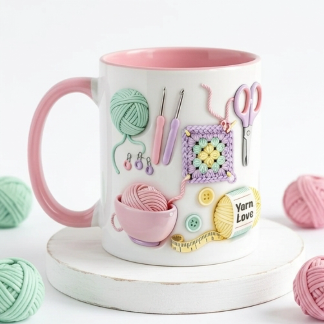 Yarnlove – kubek do rękodzieła 3D dla dziewiarek i szydełkujących