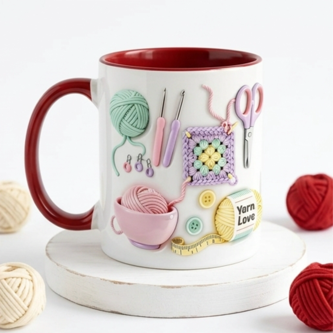 Yarnlove – kubek do rękodzieła 3D dla dziewiarek i szydełkujących