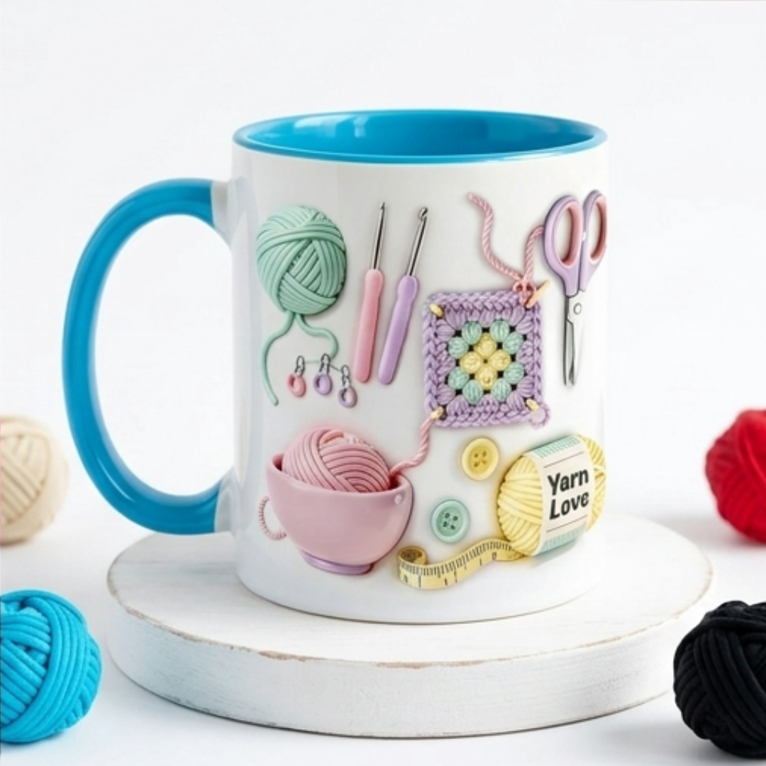 Yarnlove – kubek do rękodzieła 3D dla dziewiarek i szydełkujących