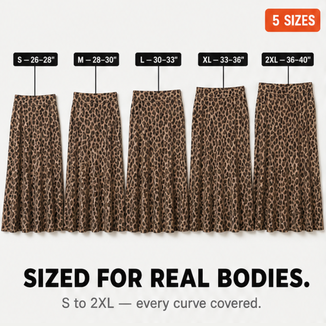 Velora – Spódnica maxi w leopardzie wzorze dla kobiet o krągłych kształtach