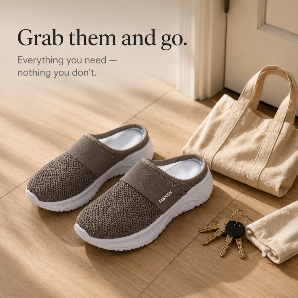 Stride &amp; Soft – Damskie buty slip-on na platformie z siateczki, oddychające, antypoślizgowe