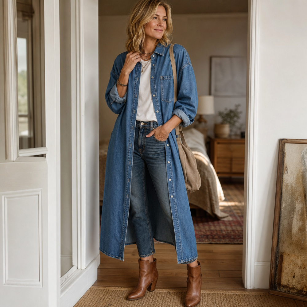 Wearlyn – Sukienka koszulowa z przodu na guziki w stylu dżinsowym