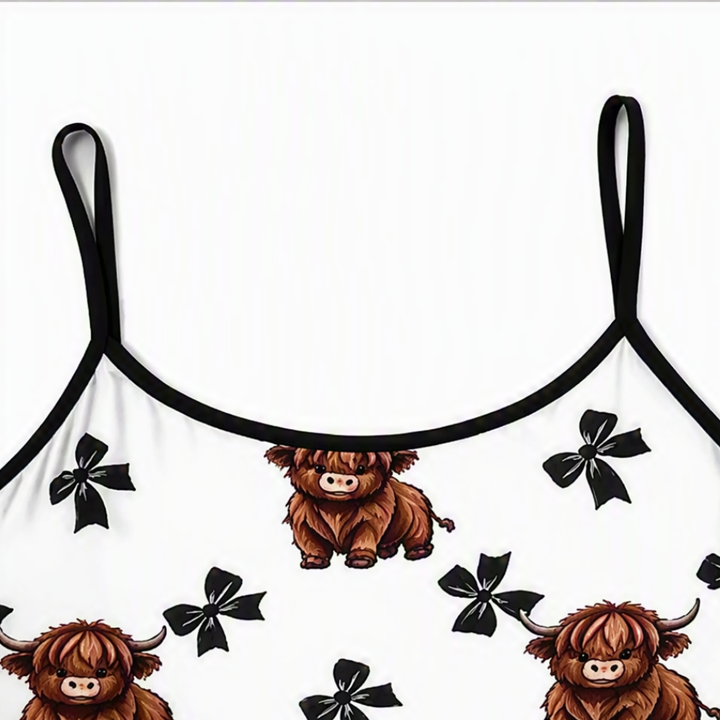 Duskwear – Zestaw ramiączek i szortów w wzór Highland Cow