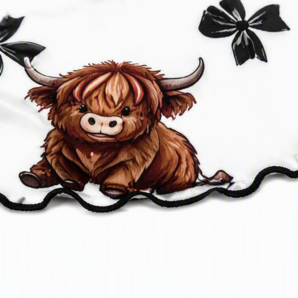 Duskwear – Zestaw ramiączek i szortów w wzór Highland Cow