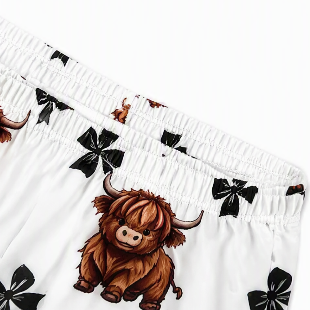 Duskwear – Zestaw ramiączek i szortów w wzór Highland Cow