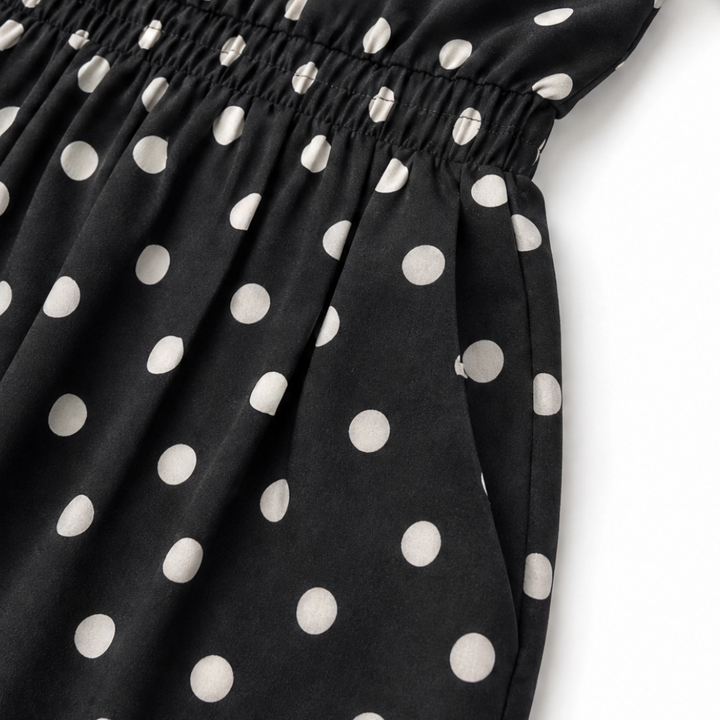 Soléa – Bluzka w Kropki i Szorty, Miękki Drape, Letni Zestaw Dwuczęściowy