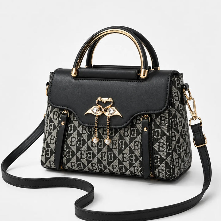 Velora – Torebka crossbody z zapięciem w kształcie łabędzia i złotymi akcentami