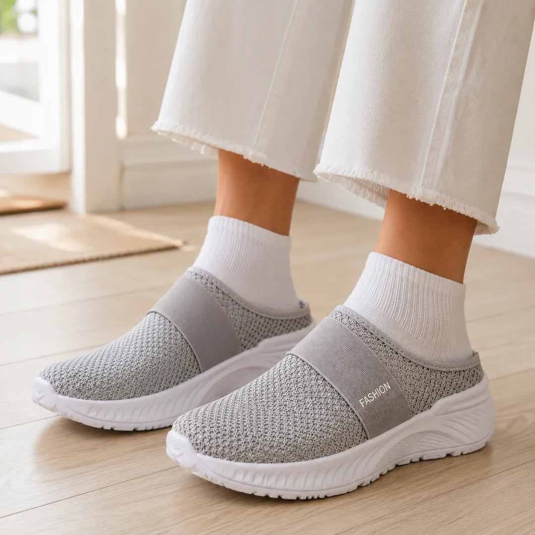 Stride &amp; Soft – Damskie buty slip-on na platformie z siateczki, oddychające, antypoślizgowe