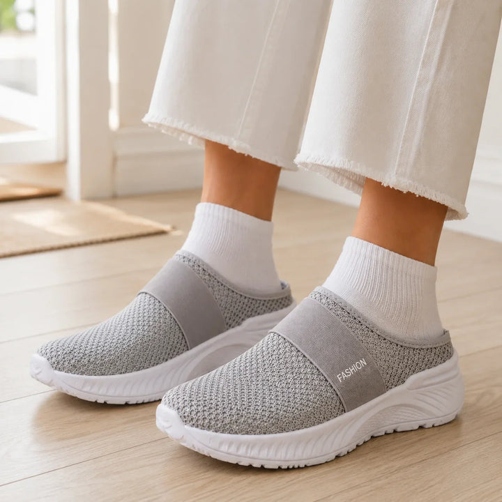 Stride &amp; Soft – Damskie buty slip-on na platformie z siateczki, oddychające, antypoślizgowe