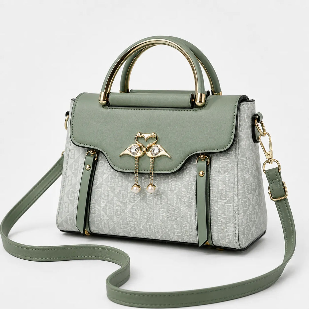 Velora – Torebka crossbody z zapięciem w kształcie łabędzia i złotymi akcentami