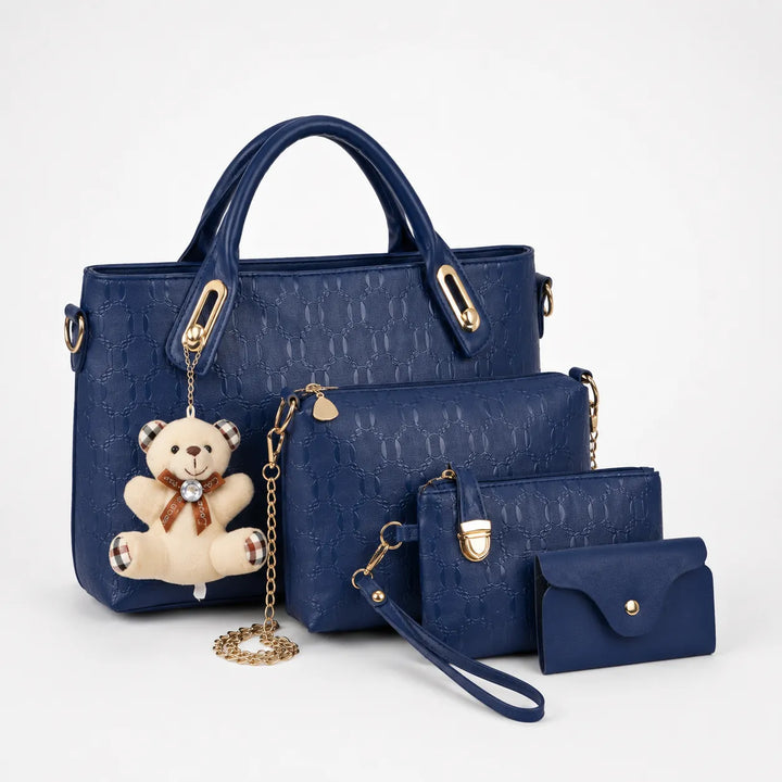 Belluna – Zestaw torebek skórzanych w 4 częściach, torba tote, torba crossbody, saszetka, etui na karty