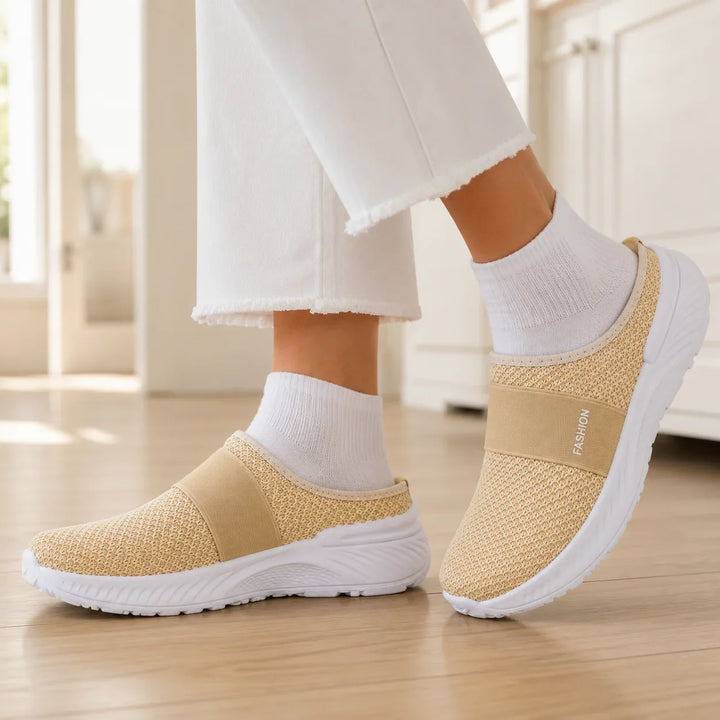 Stride &amp; Soft – Damskie buty slip-on na platformie z siateczki, oddychające, antypoślizgowe