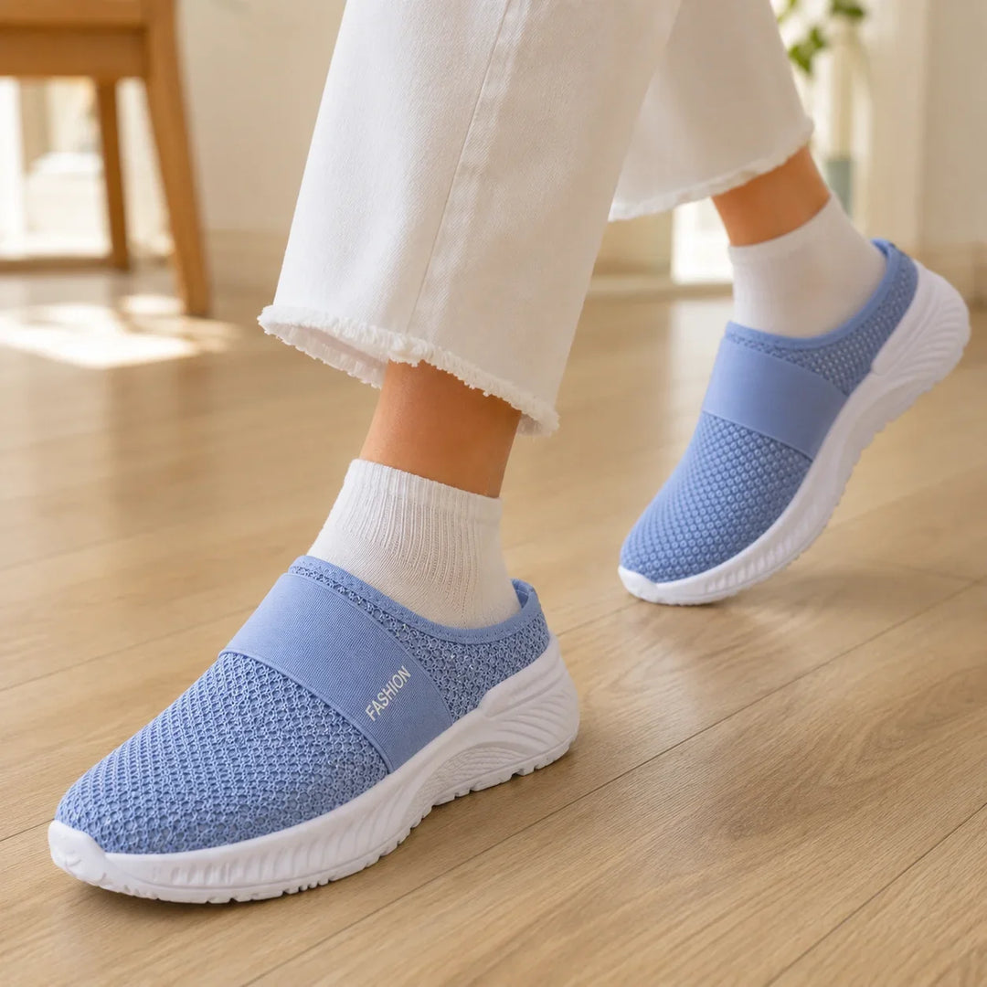 Stride &amp; Soft – Damskie buty slip-on na platformie z siateczki, oddychające, antypoślizgowe