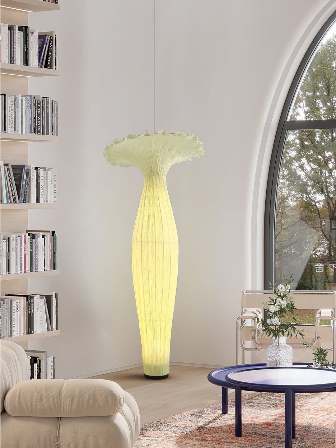 Lampa Podłogowa z Tkaniny w Kształcie Wazonu