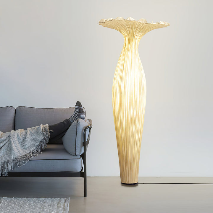 Lampa Podłogowa z Tkaniny w Kształcie Wazonu